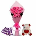 Pretty Pink Hamper Flowers With Dairy Milk Chocolate